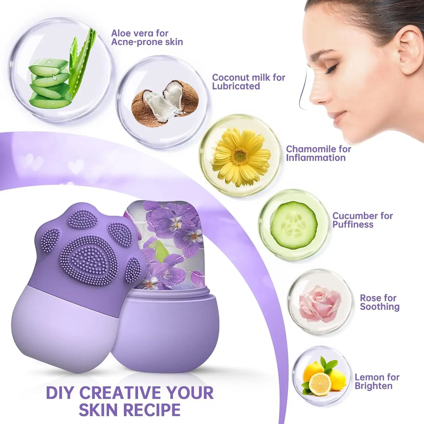 2-in-1 Facial Ice Roller & Silicone Face Brush – Reduce Puffiness, Tighten Pores & Deep Clean Skin