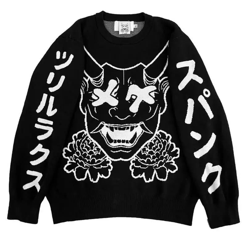 Oversized Anime Graffiti Sweater | Harajuku Streetwear 2023 Winter Cotton Pullover